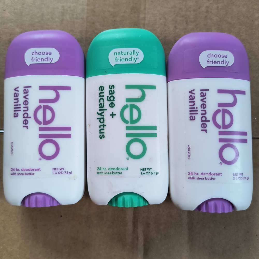 Hello Deodorant 3 Pack- 2 Lavender Vanilla and 1 Sage Eucalyptus 2.4 Oz Each